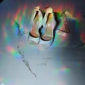 Lulu's White Lace Up heels